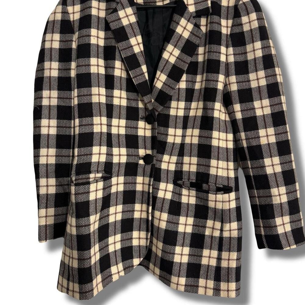 Vintage Ann Taylor Wool Cream And Black Coat Jacket Size 6